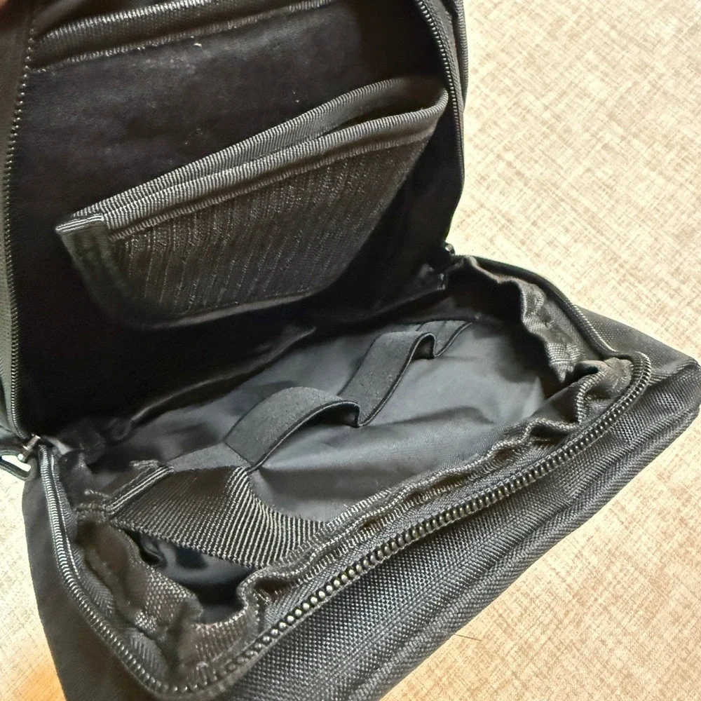 Tactical Sling Bag Black Crossbody Chest Pack with Holster and Patch Panel